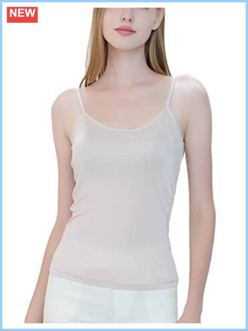 Mulberry Silk Camisole Spaghetti Strap Stretchable Knit Tank Undershirt for